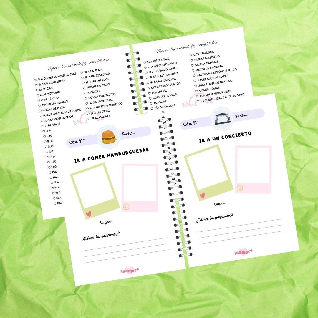 Libro 100 citas juntos verde