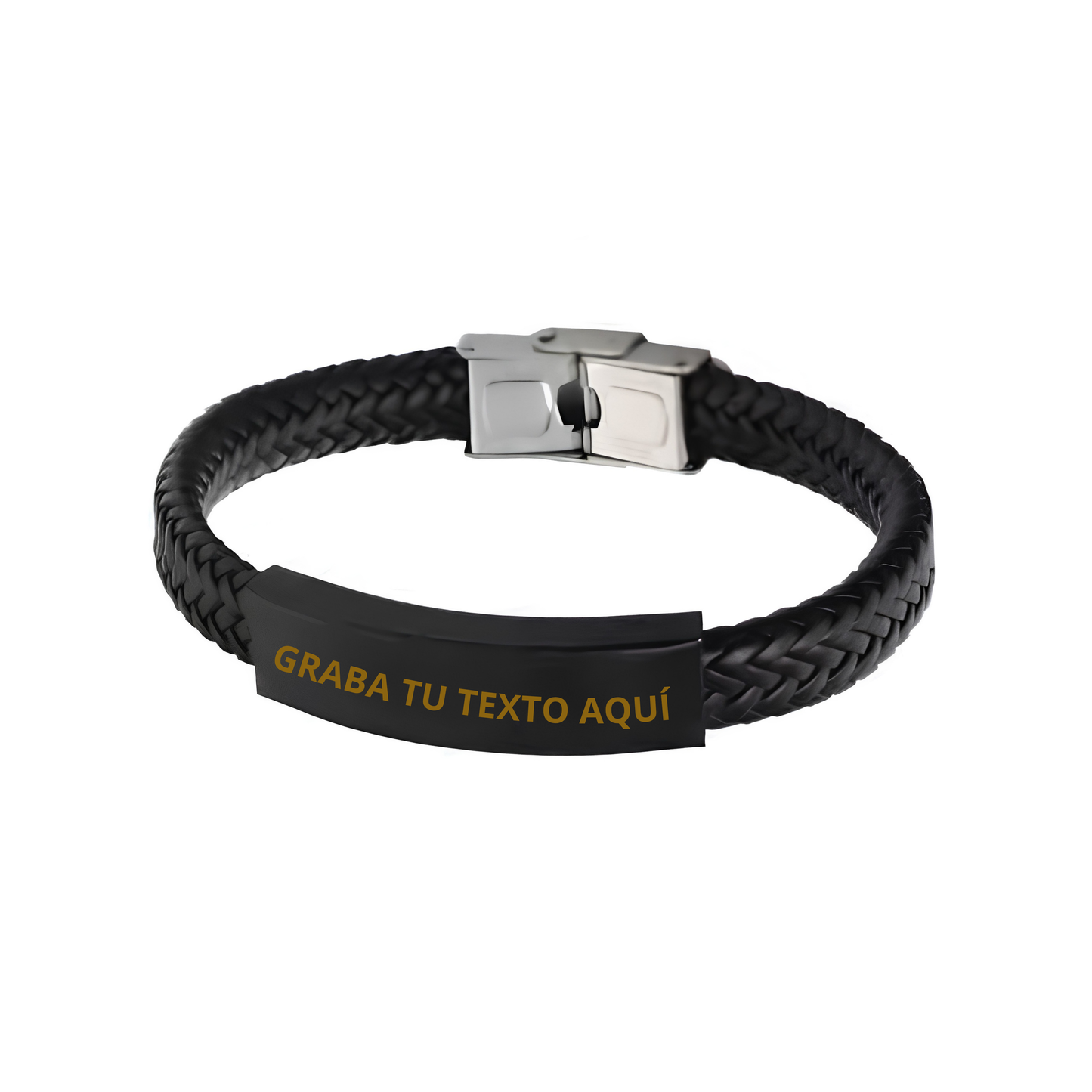 Pulsera de cuero trenzada negra