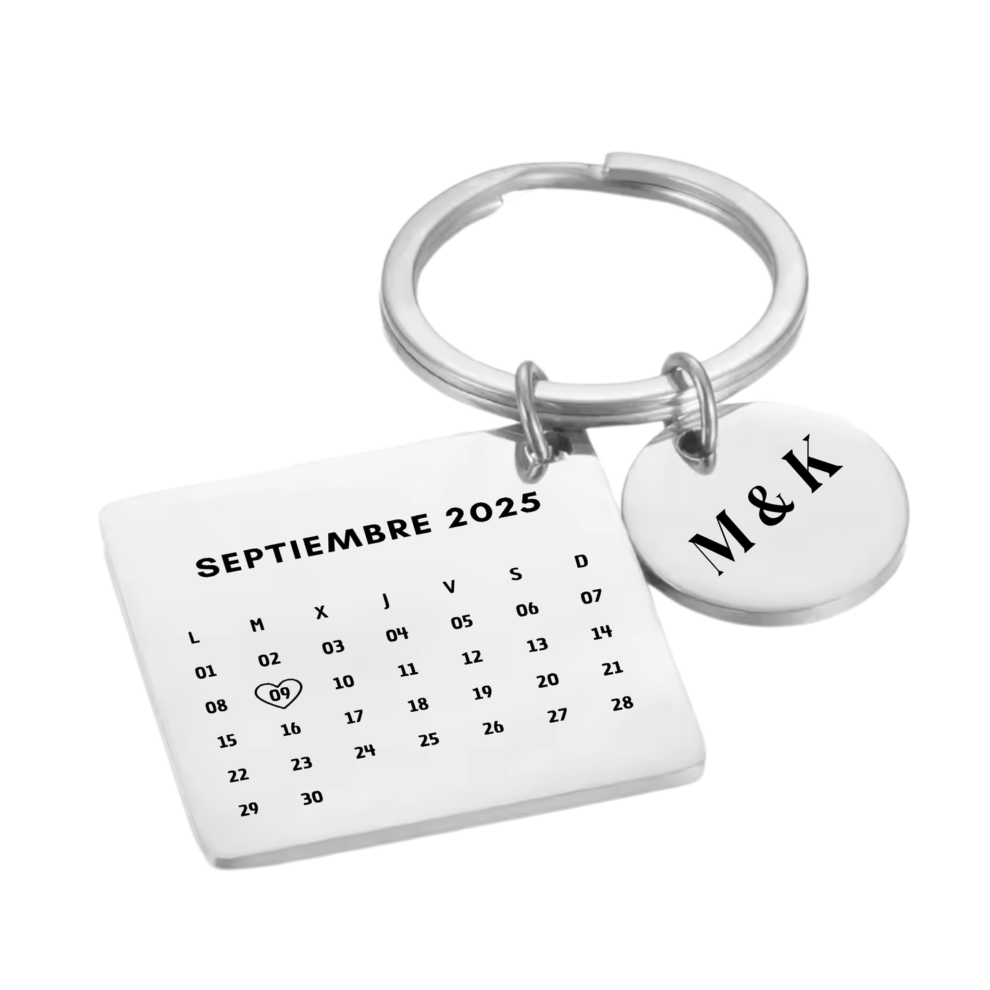 Llavero calendario plateado