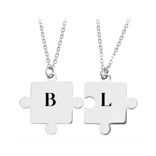 Collares grabados puzzle silver