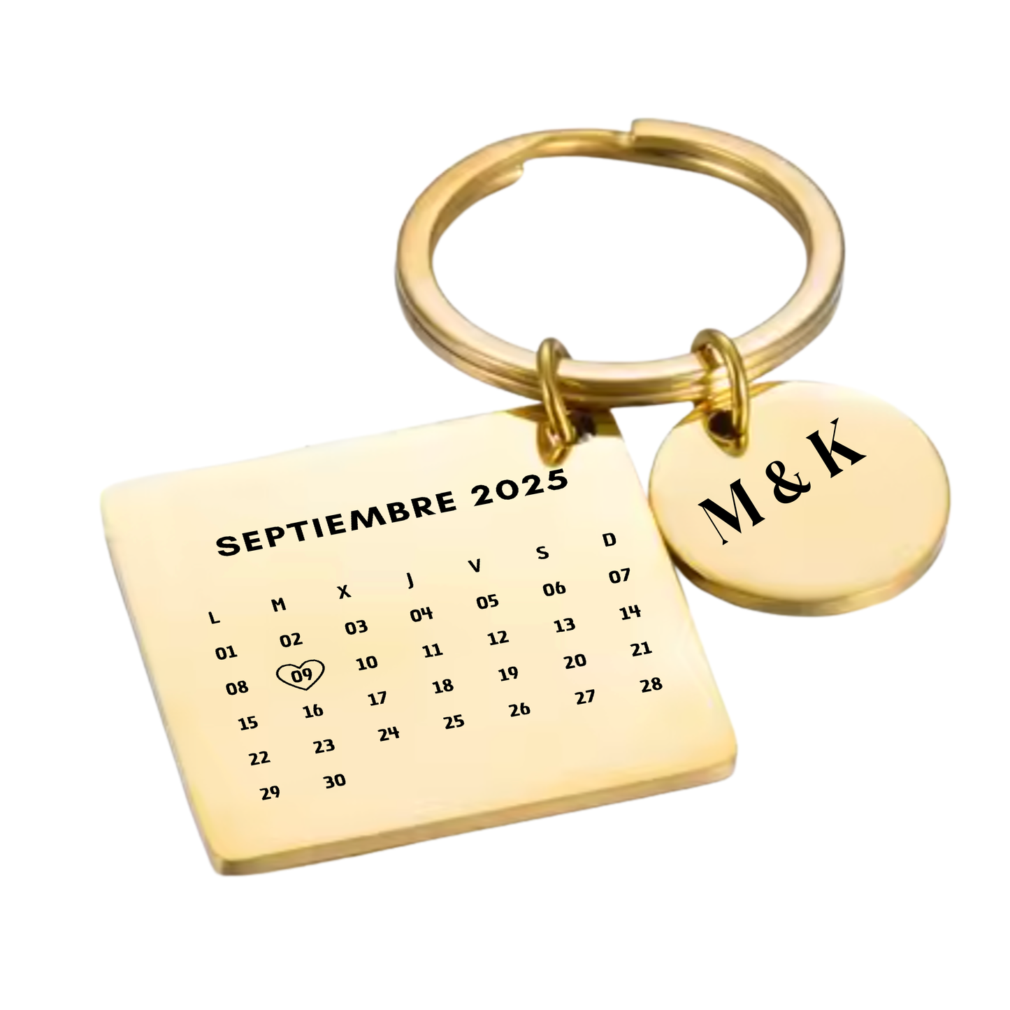 Llavero calendario dorado