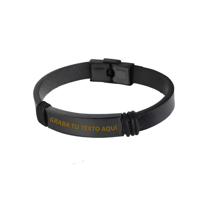 Pulsera de cuero lisa negra